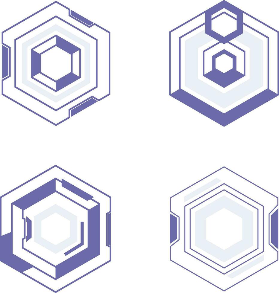 Futuristic Hexagon HUD Frame Shape. Vector Illustration
