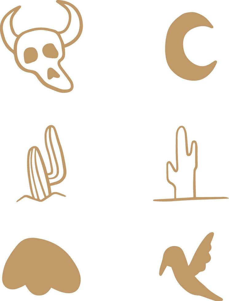 Wild West Icon Collection In Retro Style. Isolated Vector