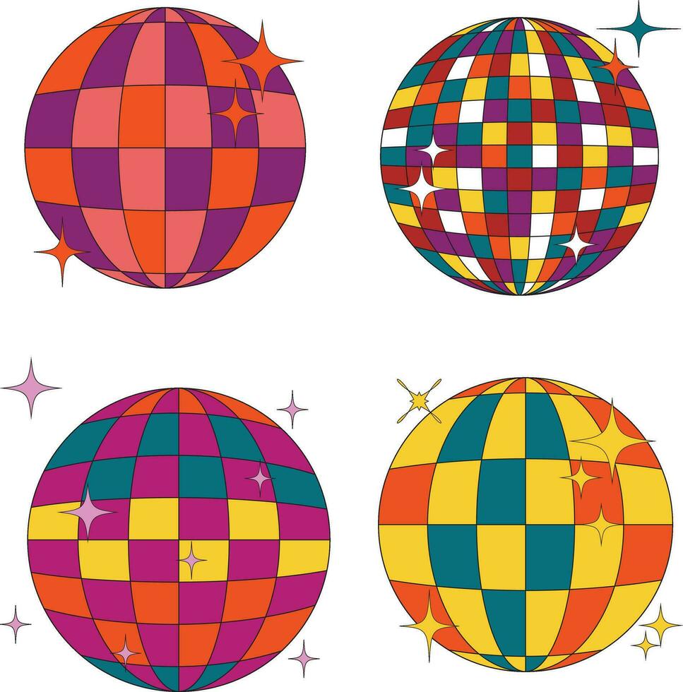 Retro Disco Ball Vector Icon Collection