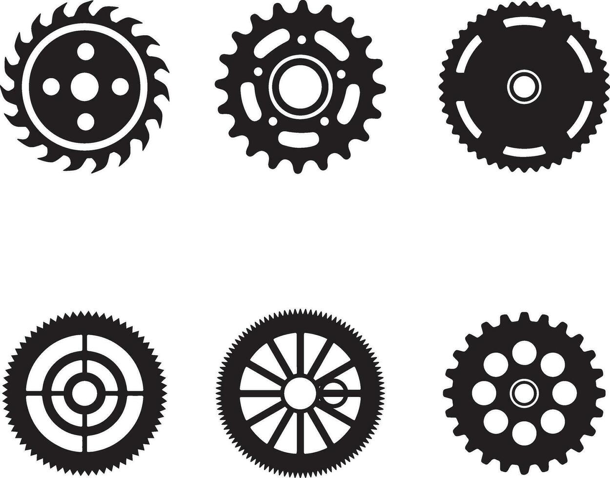 Gear Wheel Machine Shape Set. Vector illustration