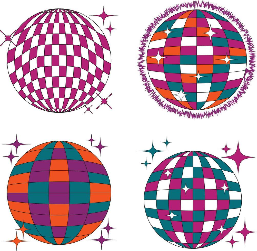 Retro Disco Ball Vector Icon Collection