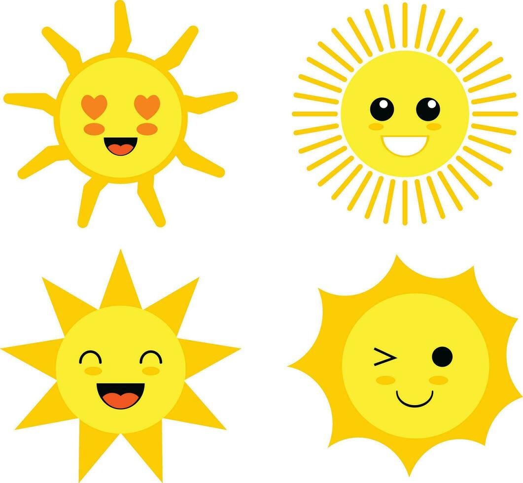 Cute Sun Illustration with Cartoon Design. Pro Vector
