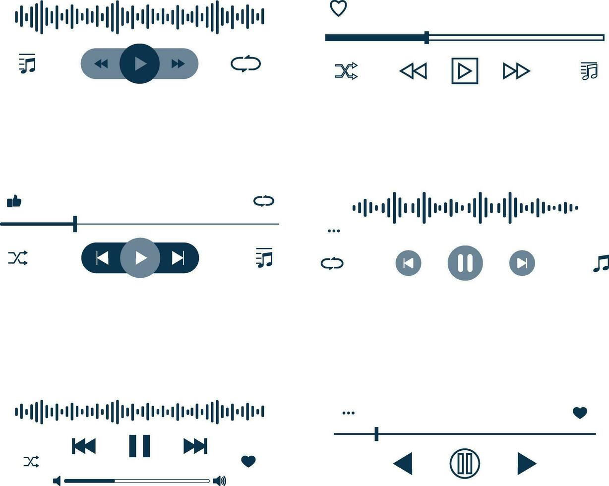 Music Player Overlay Design with Button and track, Vector Illustration