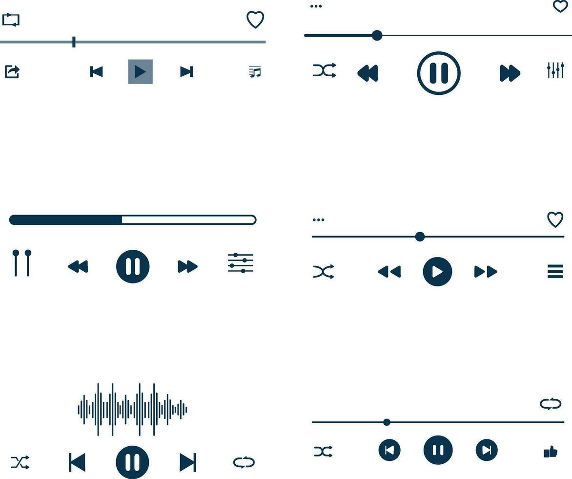 Music Player Overlay Design with Button and track, Vector Illustration