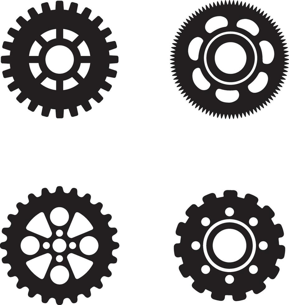 Gear Wheel Machine Shape Set. Vector illustration