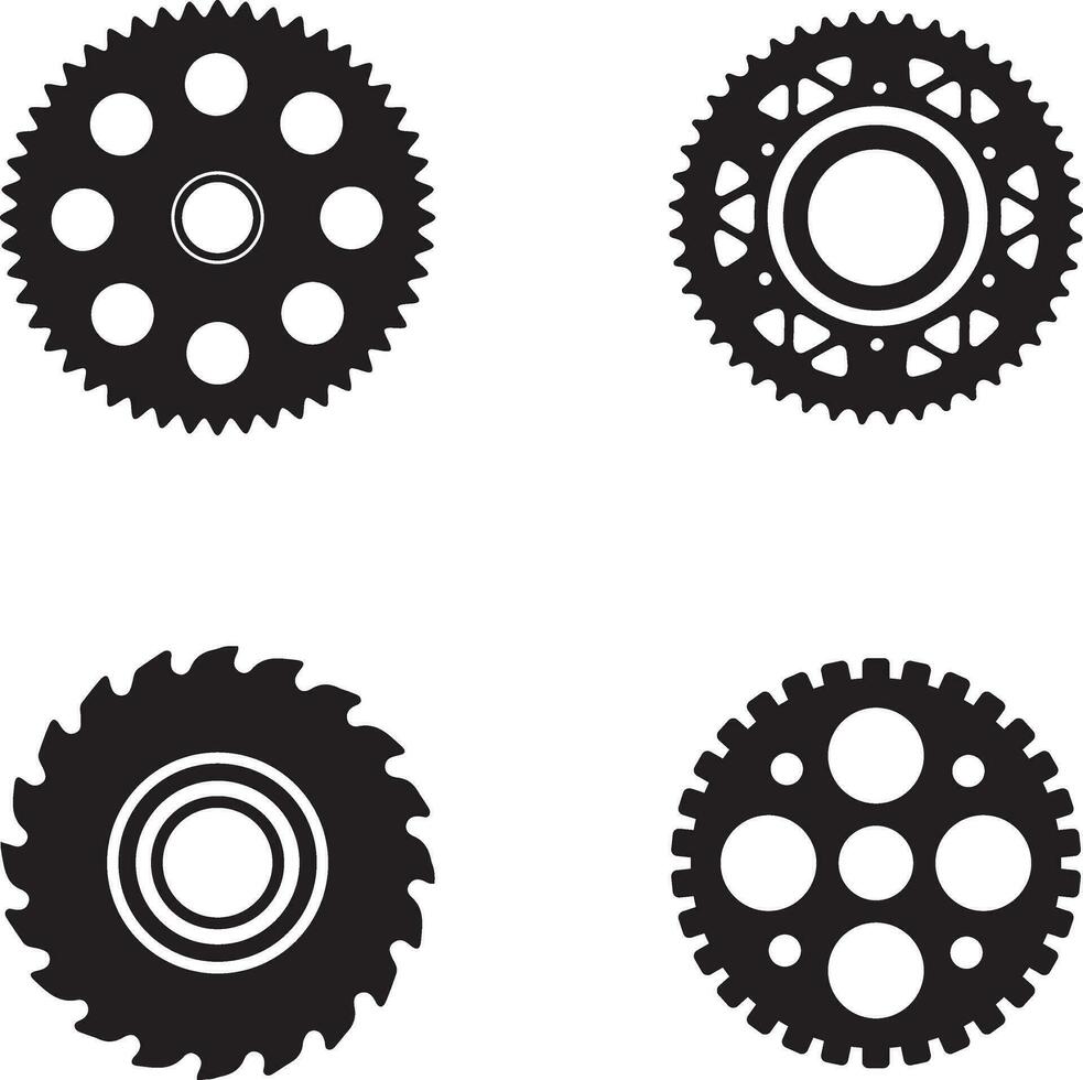 Gear Wheel Machine Shape Set. Vector illustration