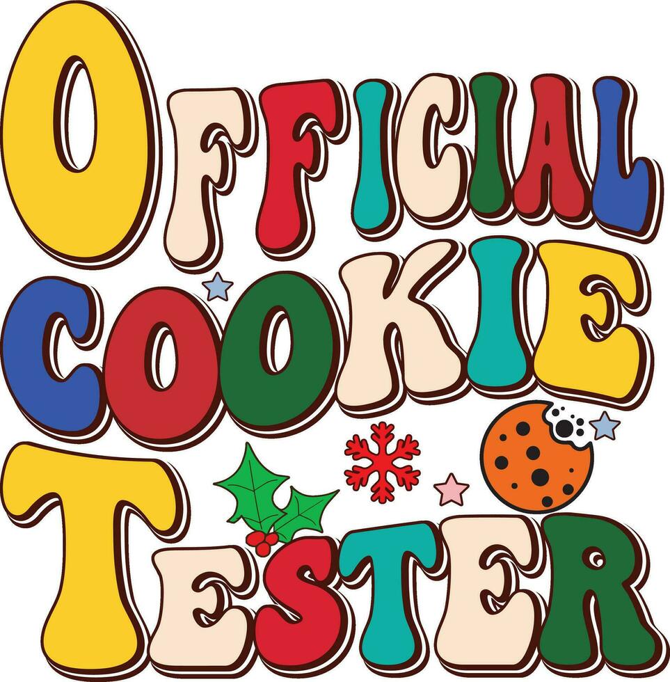 Official Cookie Tester,Retro Christmas Design vector