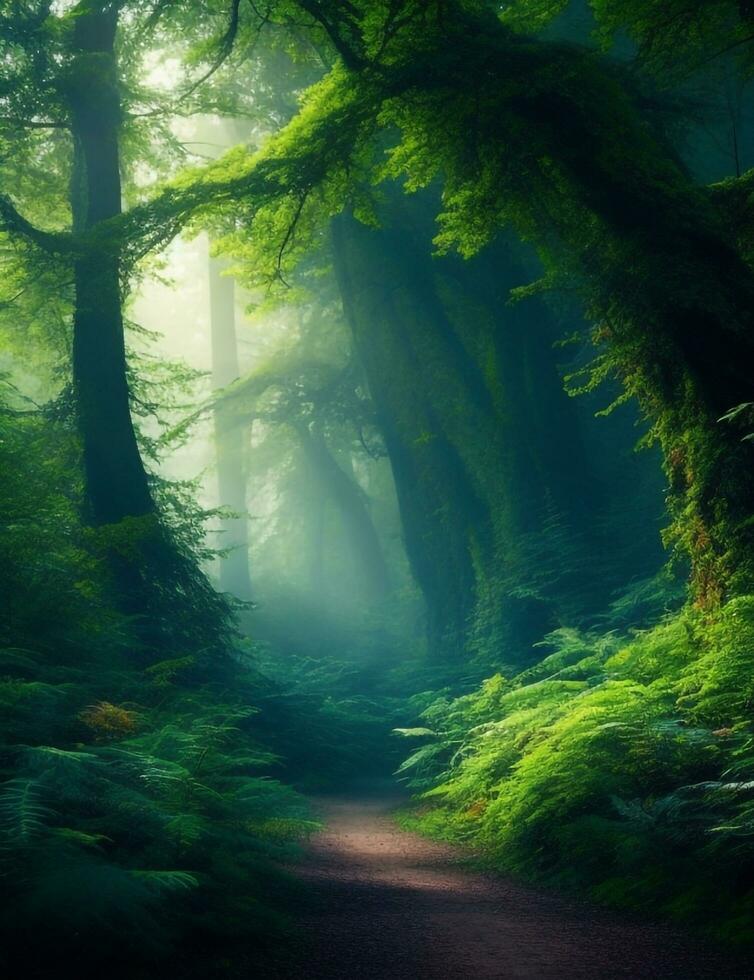 Enchanting forest beautiful high quality. Generative AI photo