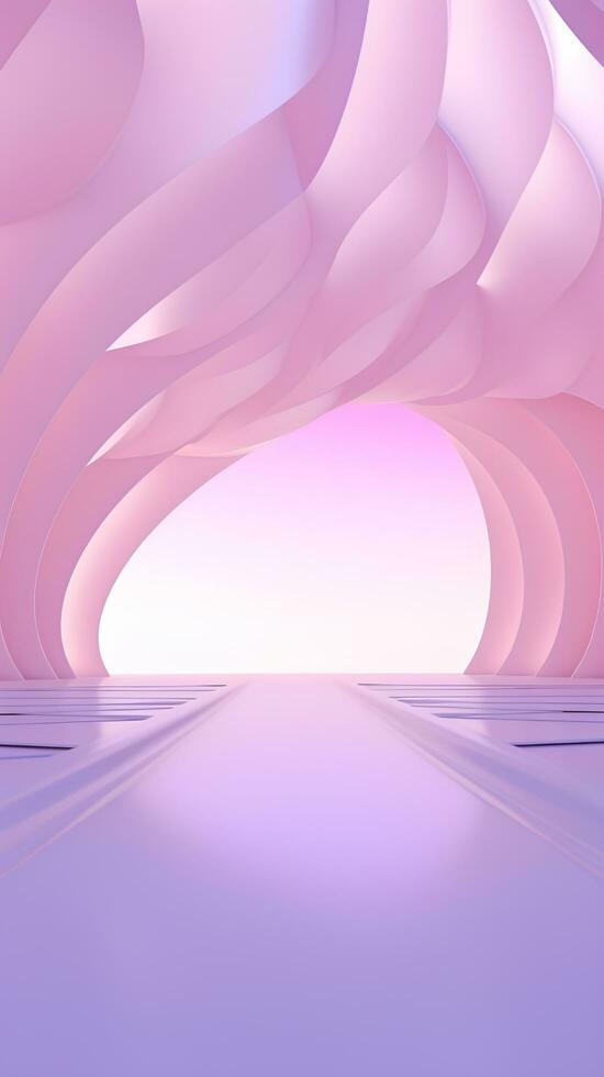 A pink tunnel with white walls and a pink sky Generative AI photo
