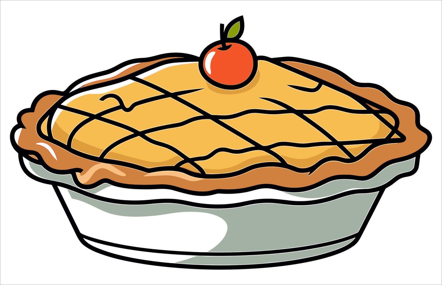 Apple pie Flat Design Dessert Icon, Illustration of an Apple pie. vector