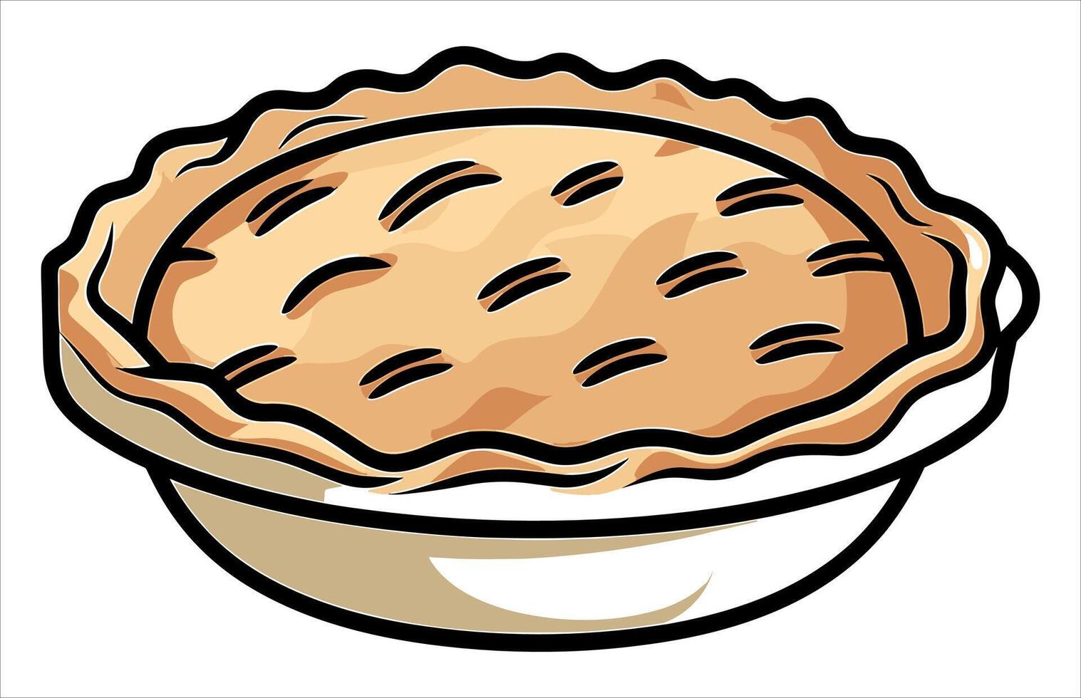 Apple pie Flat Design Dessert Icon, Illustration of an Apple pie. vector