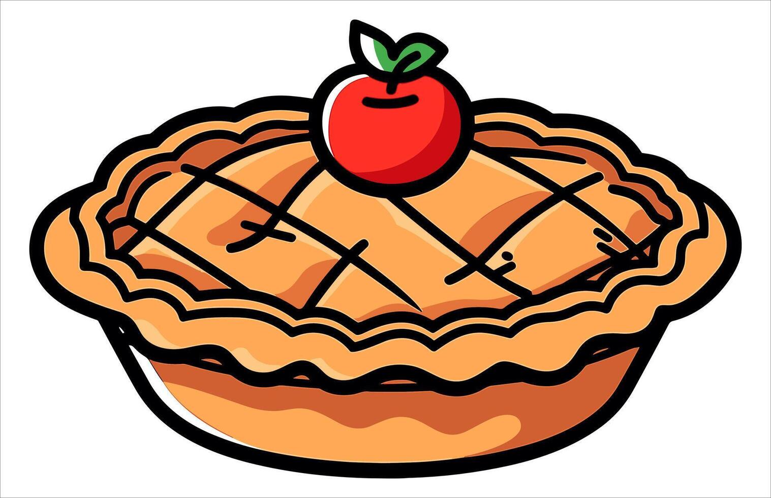 Apple pie Flat Design Dessert Icon, Illustration of an Apple pie. vector