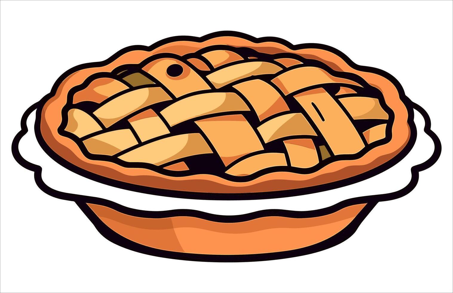 Apple pie Flat Design Dessert Icon, Illustration of an Apple pie. vector