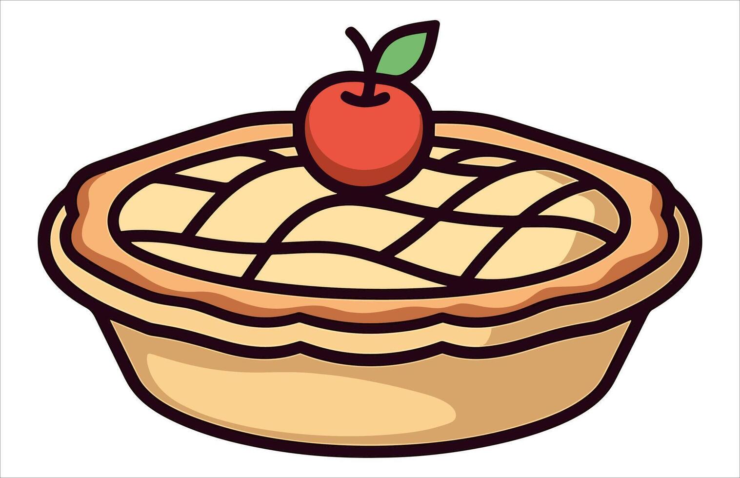 Apple pie Flat Design Dessert Icon, Illustration of an Apple pie. vector