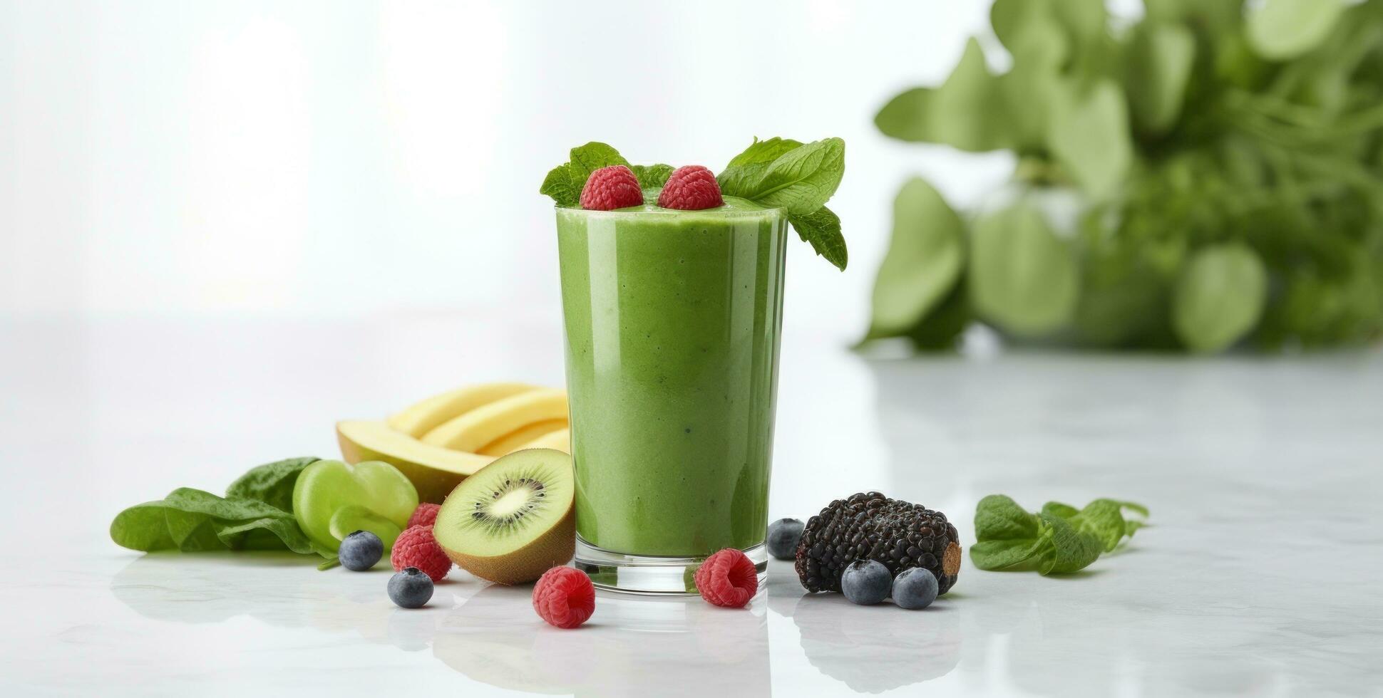 Fresh organic green smoothie photo