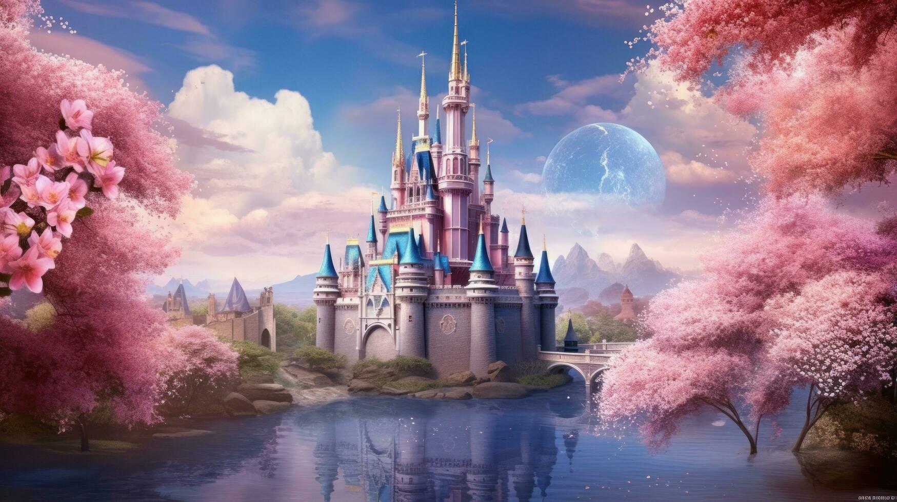 Pink princess castle background photo