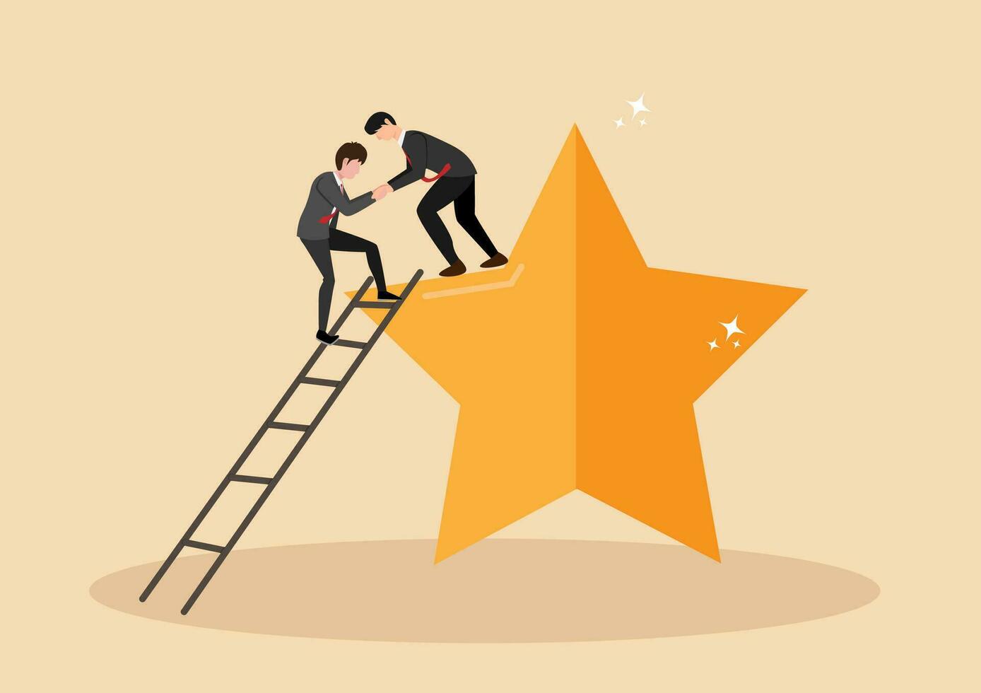 Ideas to help allies reach the top of the stars. mentor or coaching to success in work, trusted partnership or team collaboration concept vector