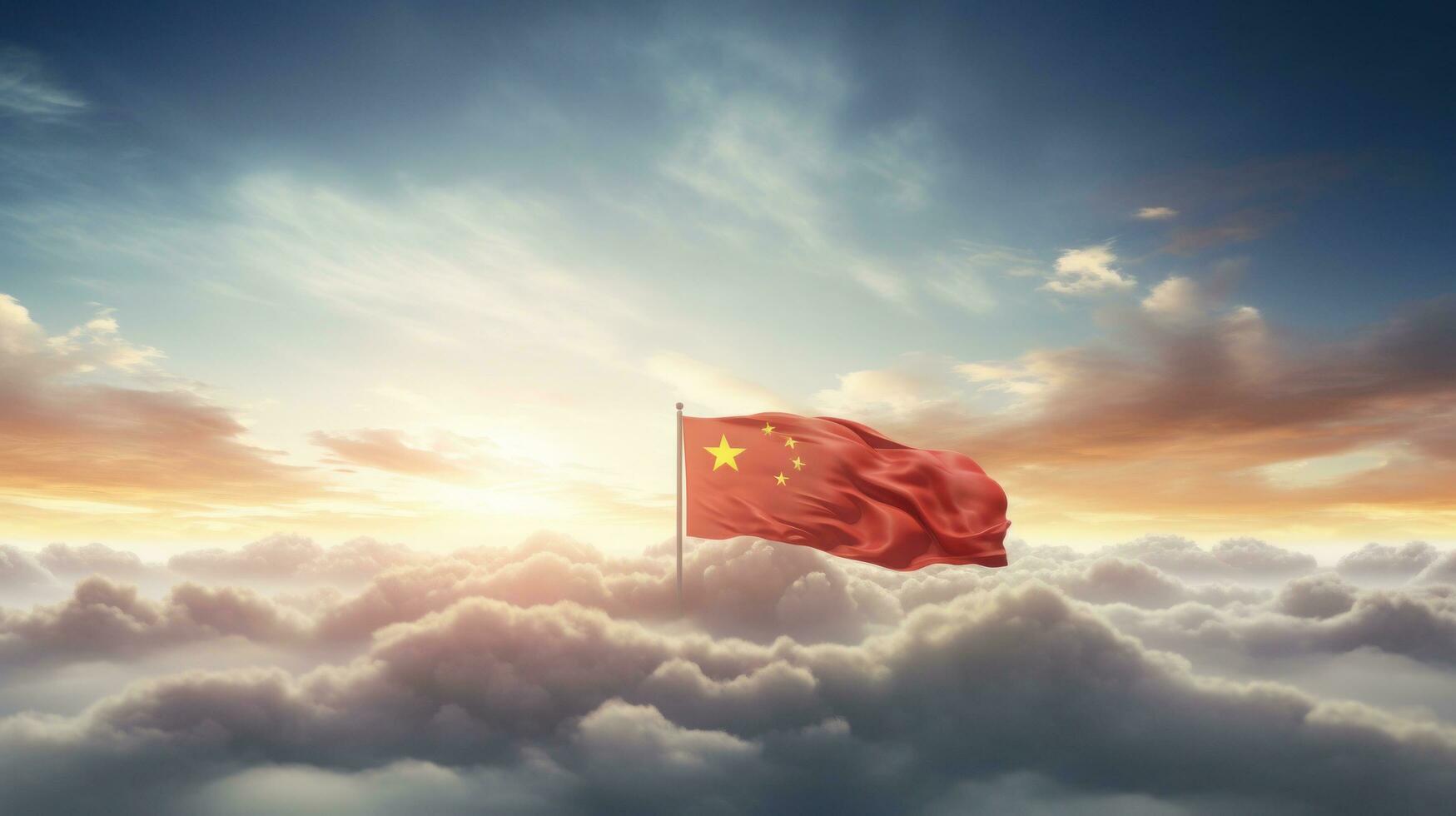 chino nacional bandera, el nacional día de el gente república de China en octubre 31, aniversario de el chino personas y el genial celebracion de el gente república de china.generativa ai foto