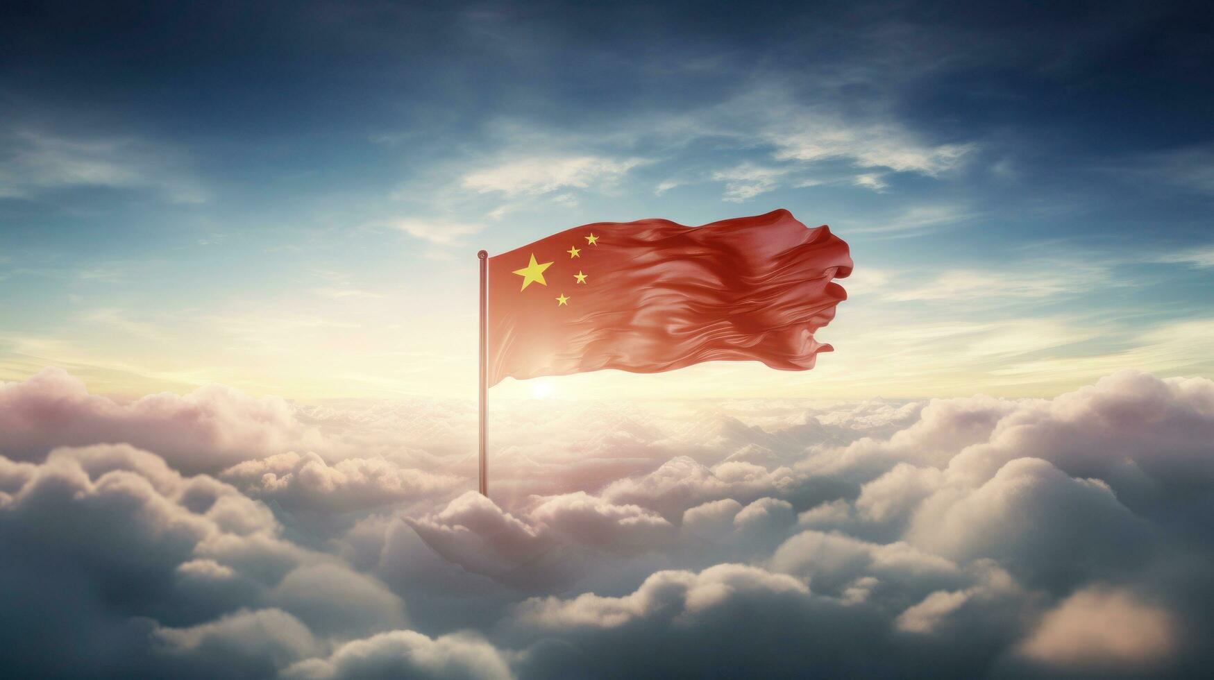 chino nacional bandera, el nacional día de el gente república de China en octubre 31, aniversario de el chino personas y el genial celebracion de el gente república de china.generativa ai foto