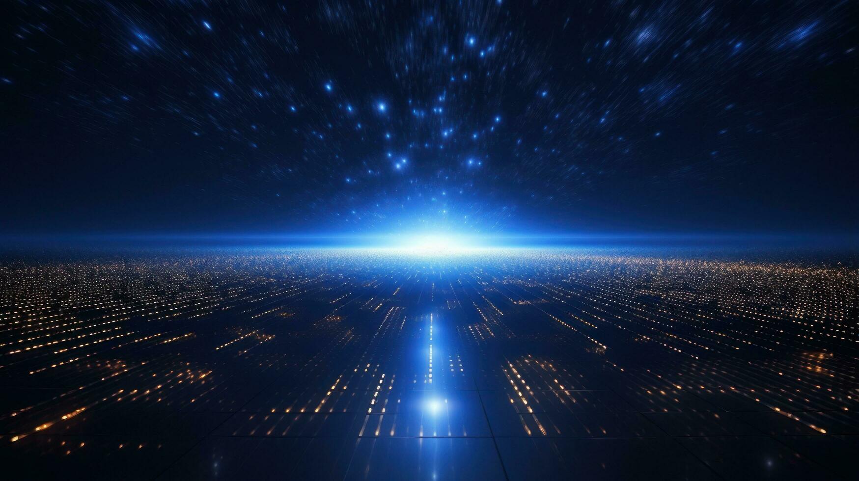 An abstract background with blue light and stars photo