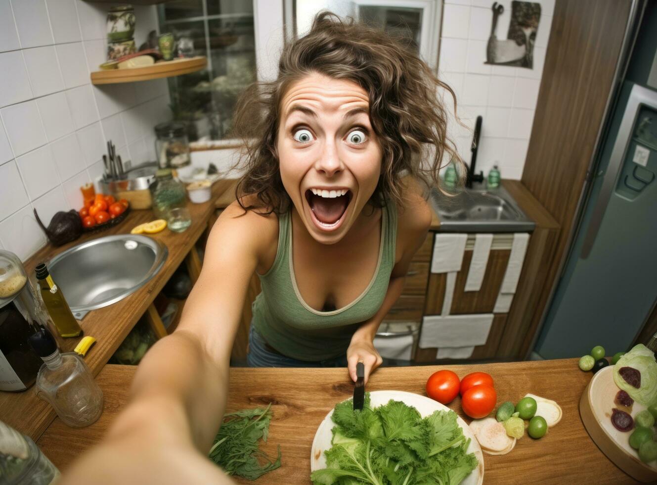 Beautiful girl with healthy food photo