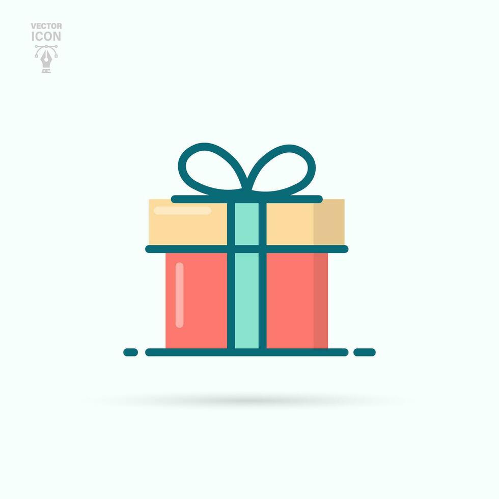 caja de regalo sorpresa. caja de regalo navideña atada con cinta. ilustración vectorial aislada vector