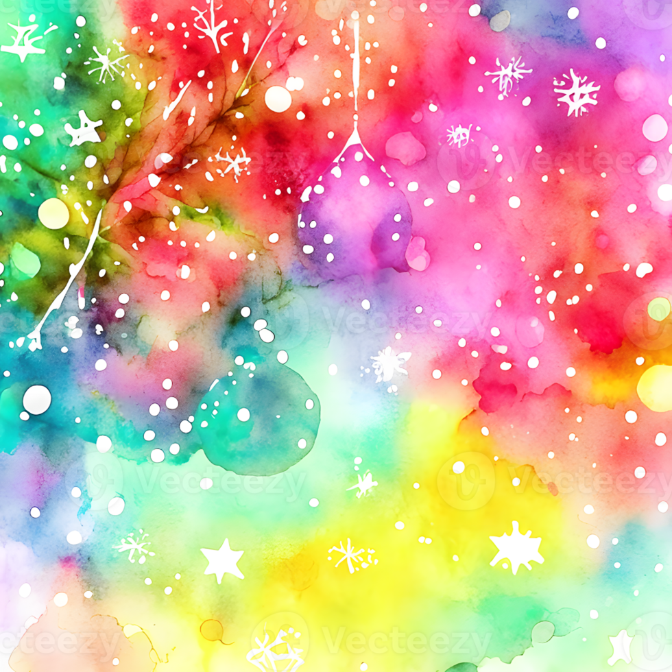 Vibrant Watercolor Christmas Background AI Generative png