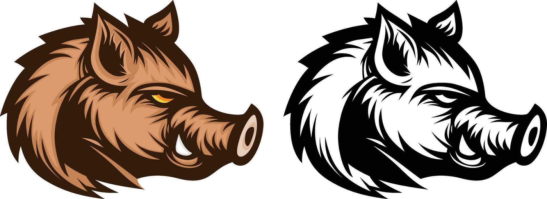 Hog head side view logo template vector illustration , Hog pig, wild boar head side view icon , clip art , company logo symbol stock vector image