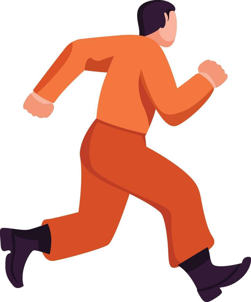Prisoner running and escaping wearing orange jumpsuit flat style vector illustration, captive, convict, detainee, hostage, con, or culprit running flat style stock vector image