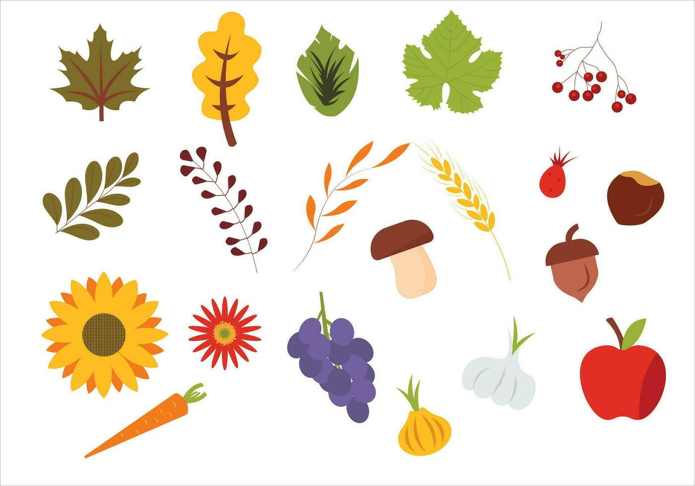 Large vector autumn set. Autumn season.
