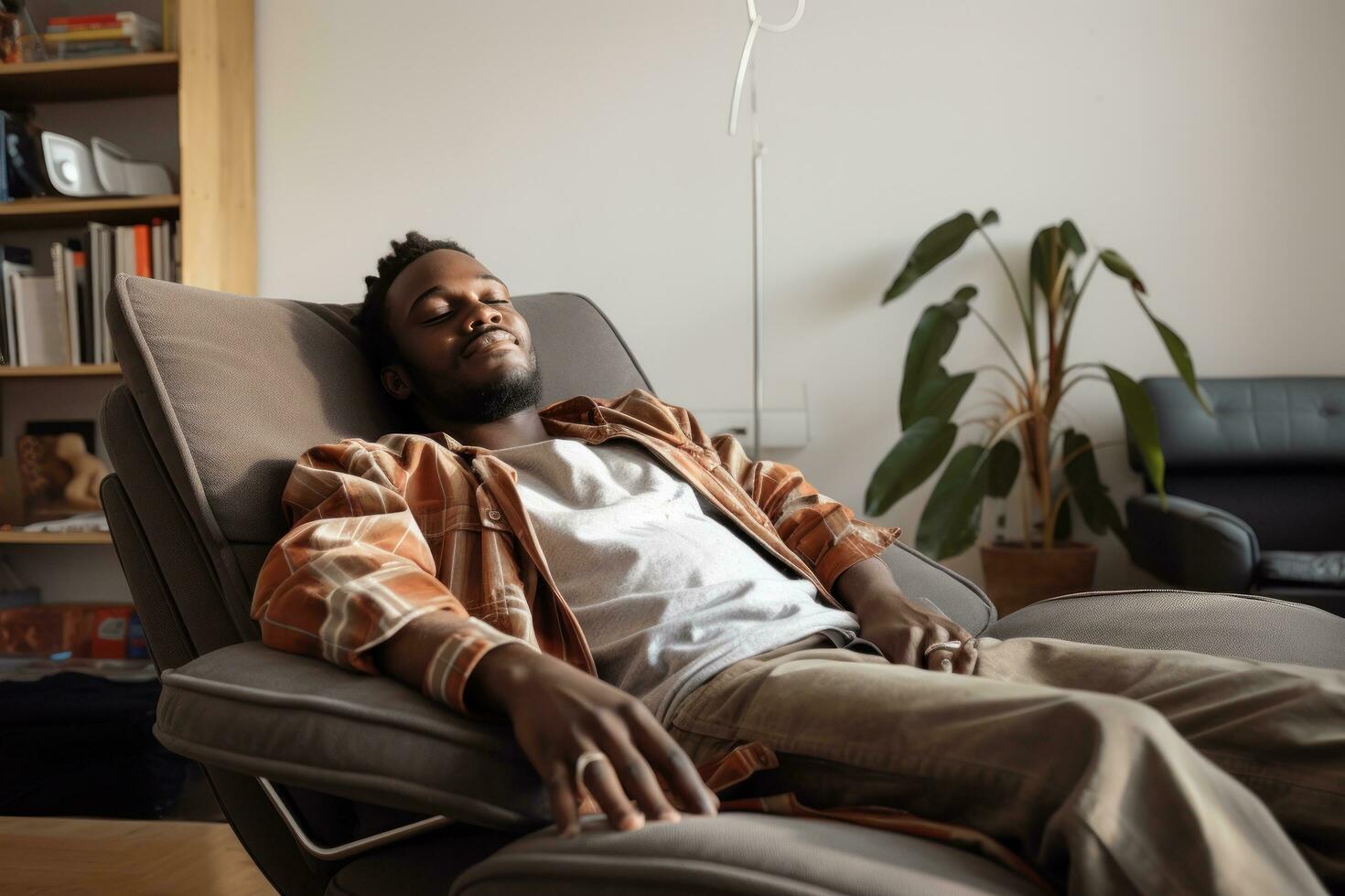 Sleeping woman on sofa photo