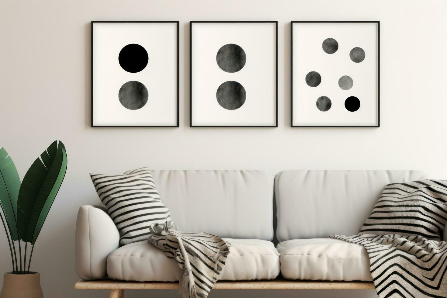 Minimalist living room with frame mockup photo