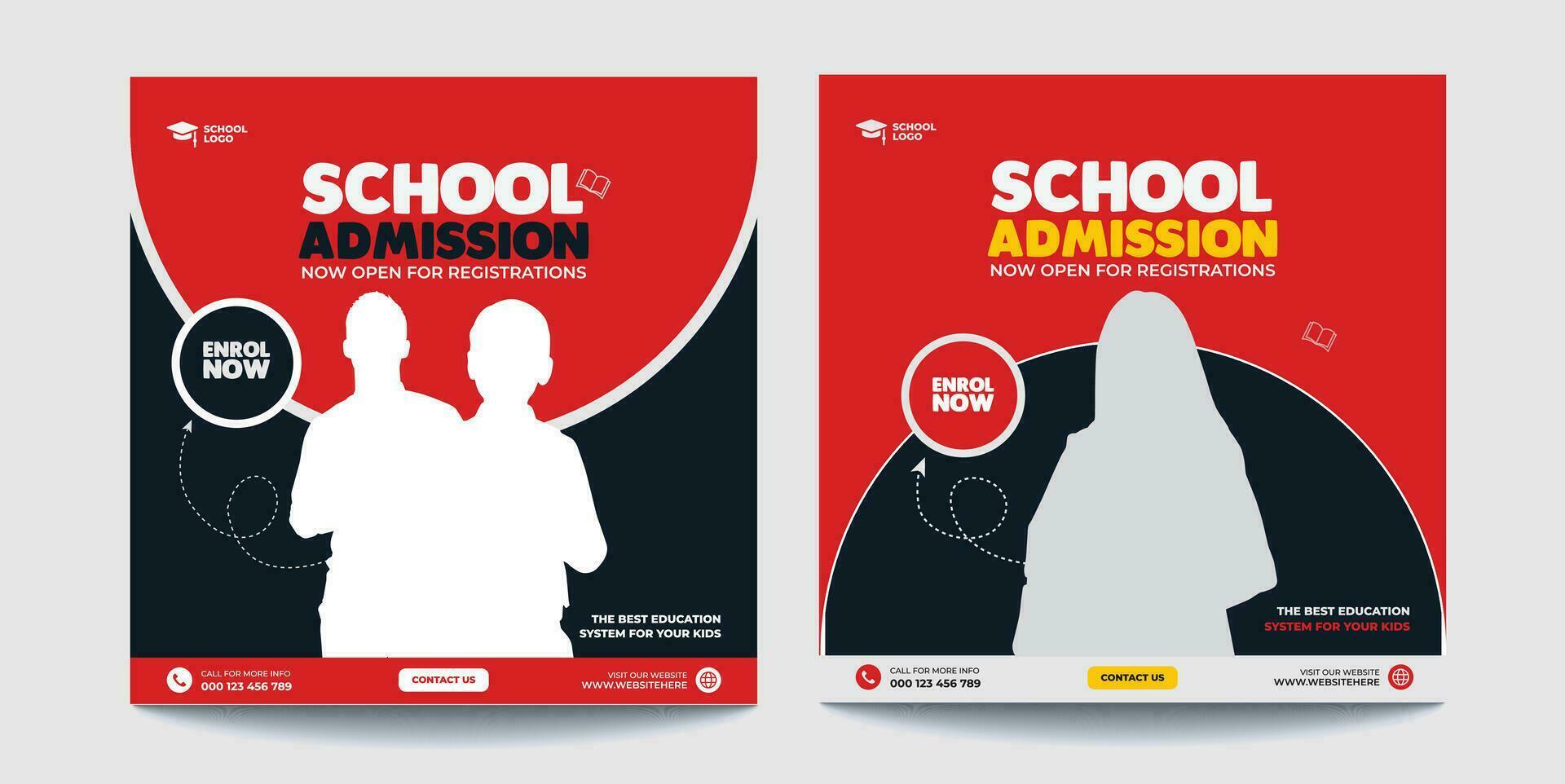 School Admission Social Media Post Design Template vector