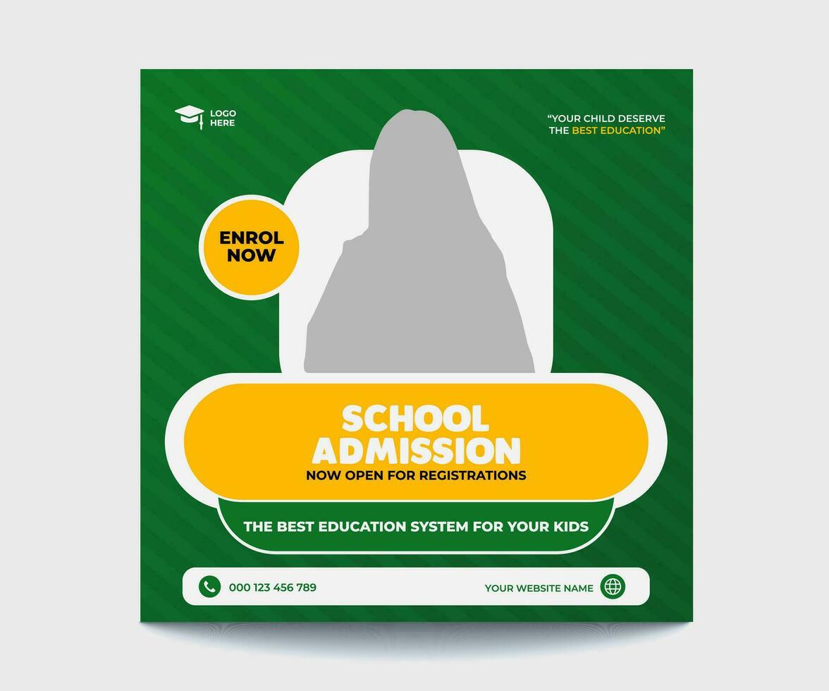 School Admission Social Media Post Design Template vector