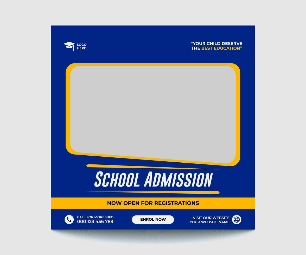 School Admission Social Media Post Design Template vector