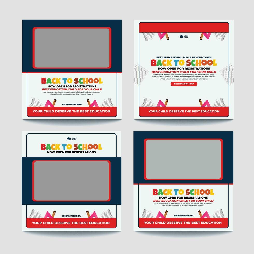 Back to school social media post banner School admission template vector