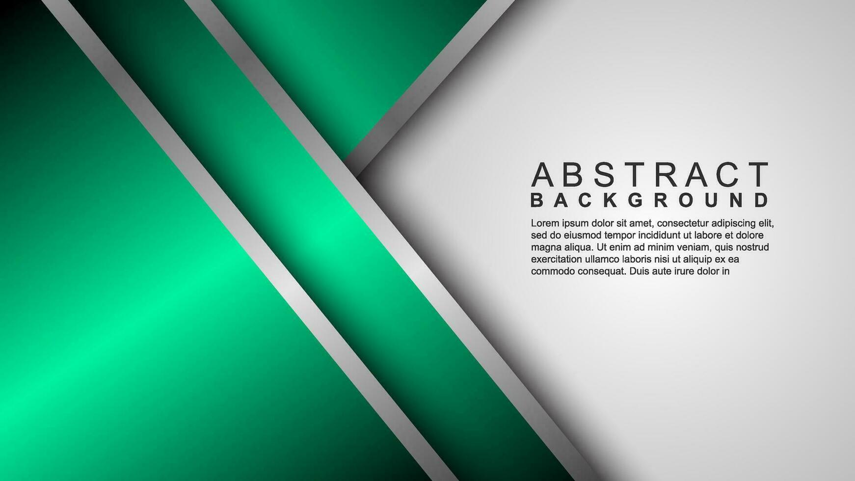 Abstract green overlapping layers background combined with silver textured lines decoration. Luxury and premium concept vector design template for using modern cover elements, banners, cards