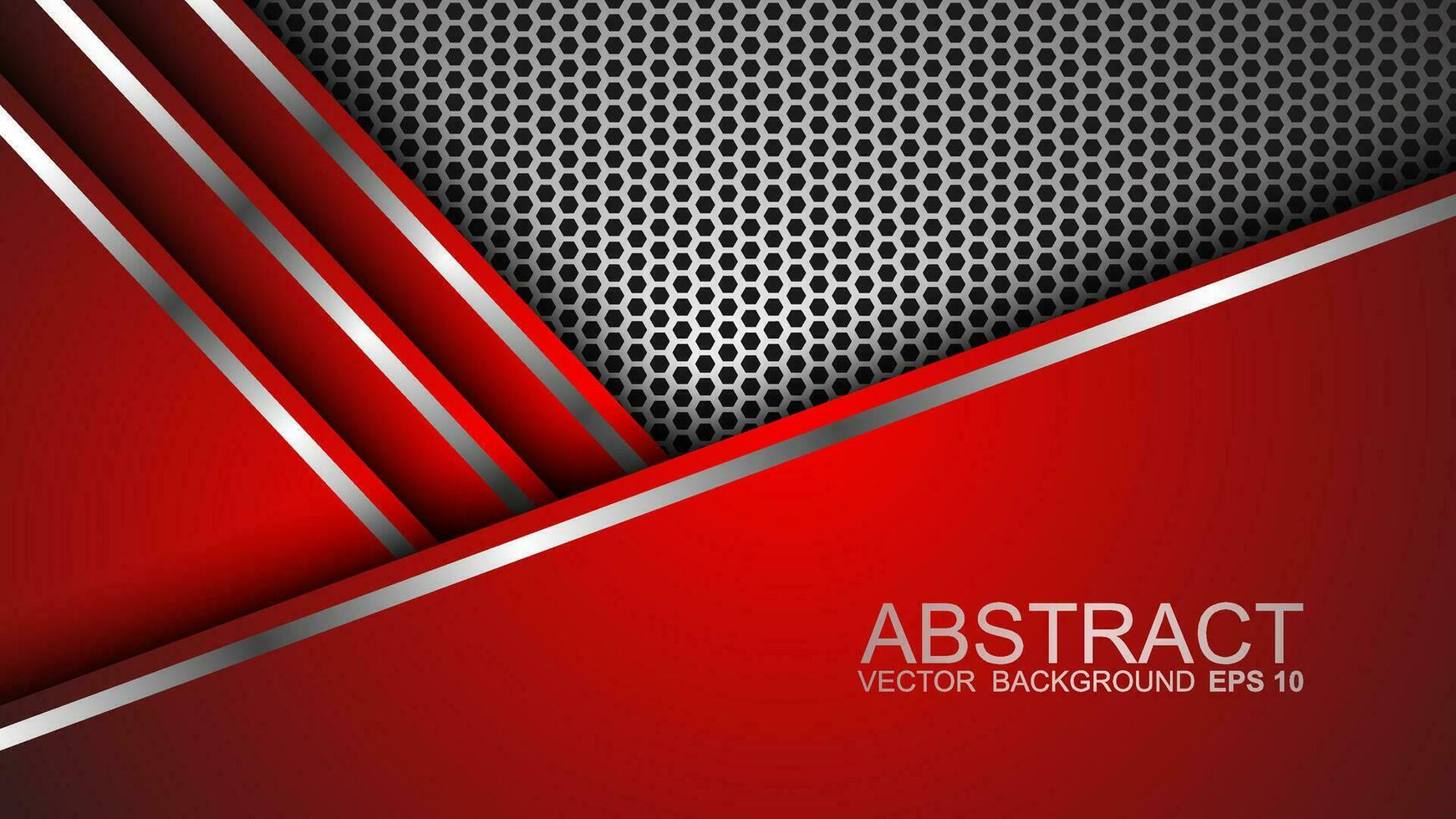 Abstract red and white overlapping layers background combined with silver textured lines decoration. Luxury and premium concept vector design template for using modern cover elements, banners, cards