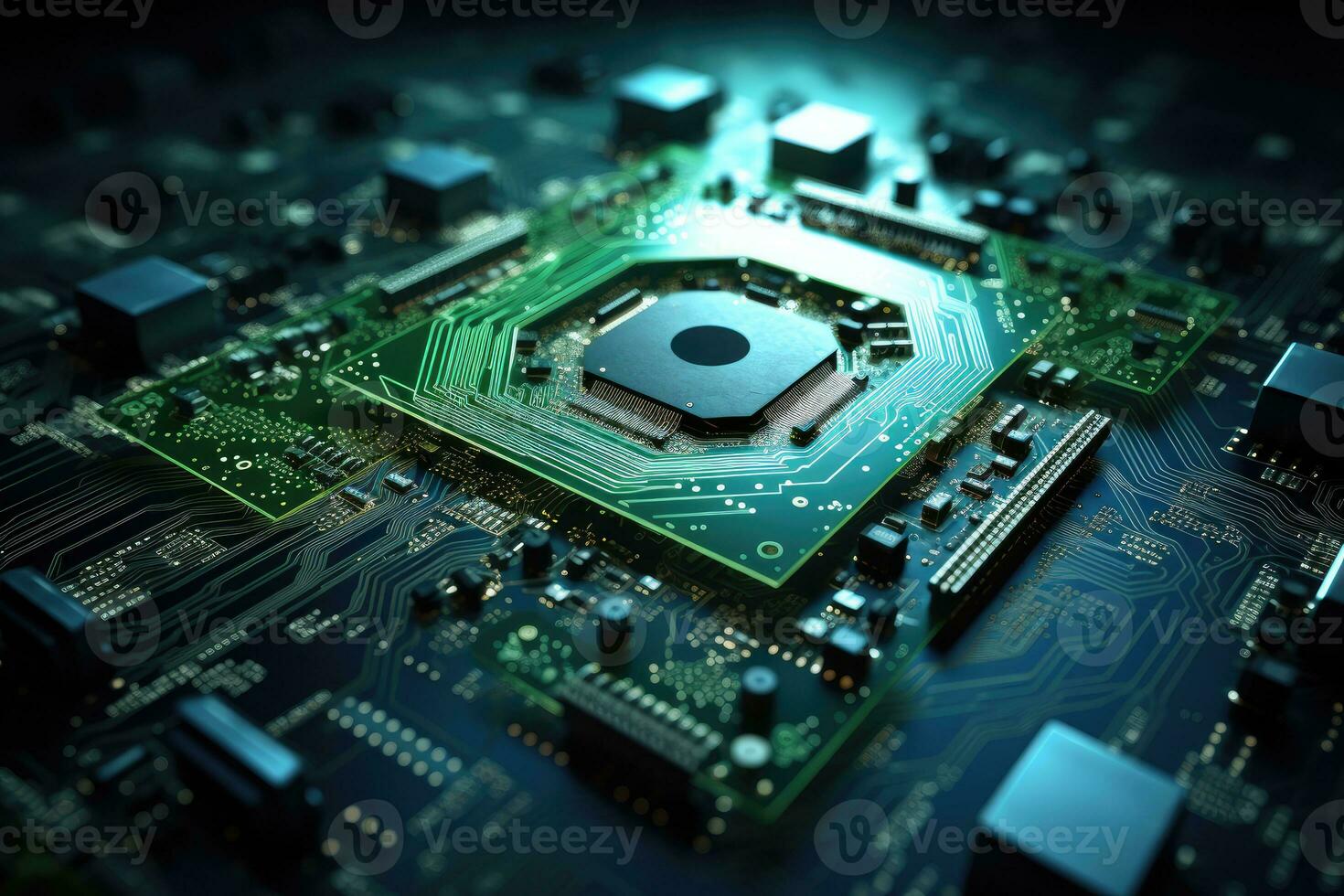 microchip for computer on dark background, AI Generative photo