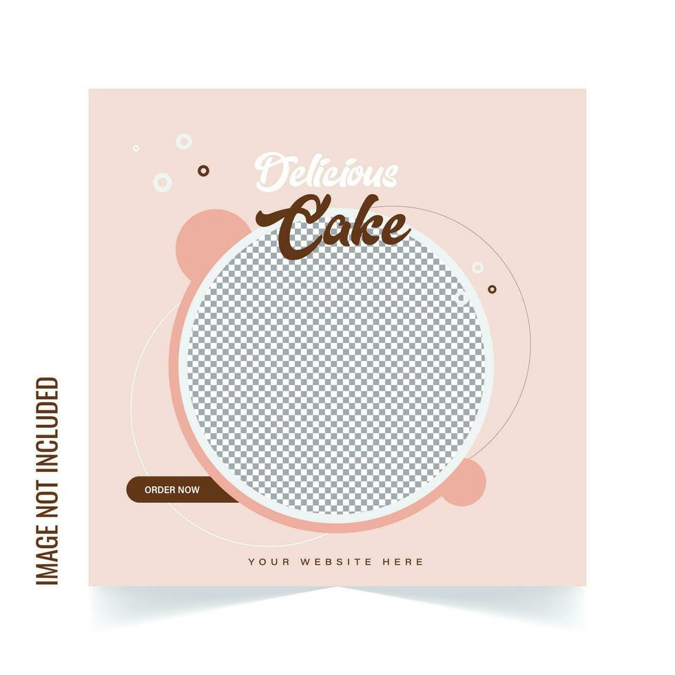 Delicious Cake and Dessert Social Media Post Template vector