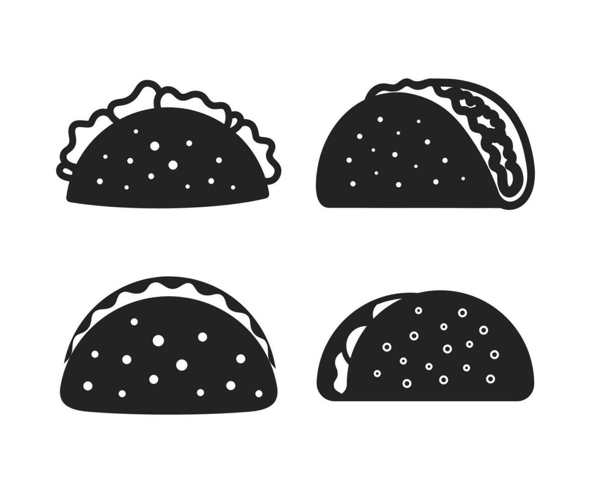 Tacos icon set. Taco icon vector illustration glyph style. Food icon set.