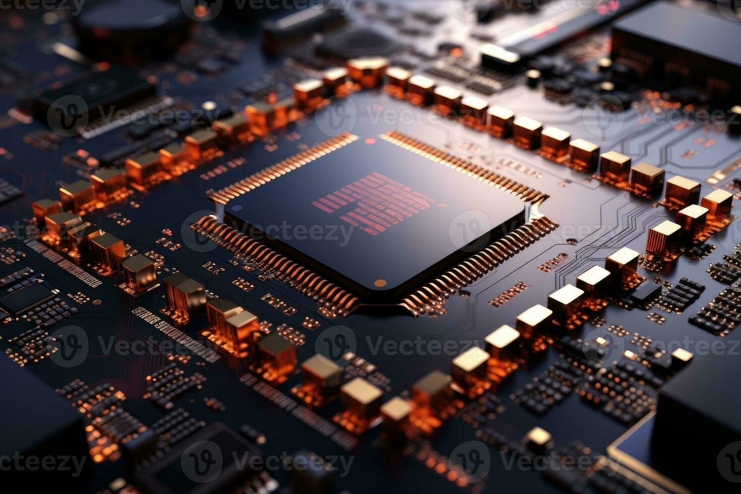 microchip for computer on dark background, AI Generative photo