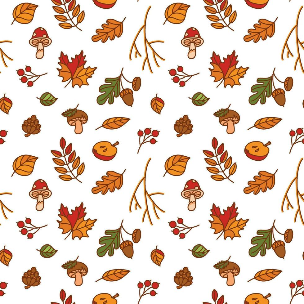 Falling autumn leaves. Autumn seamless pattern. Vector. vector