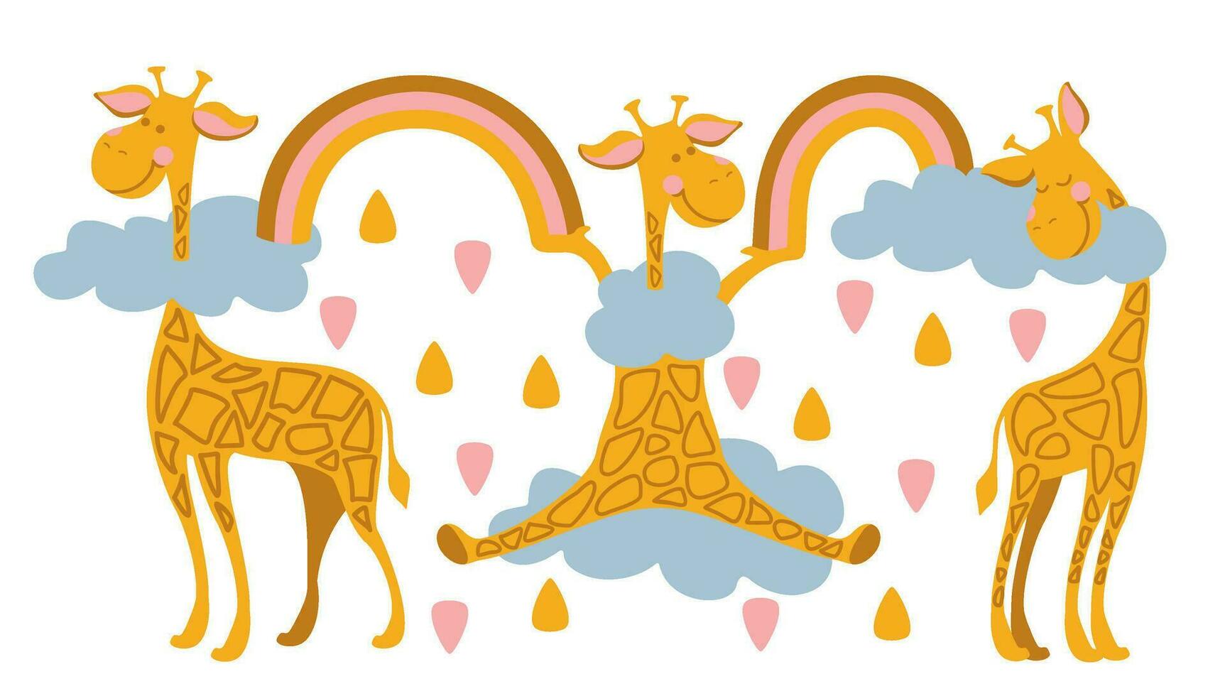 Giraffe with rainbow. Fantasy print  for kids products. vector