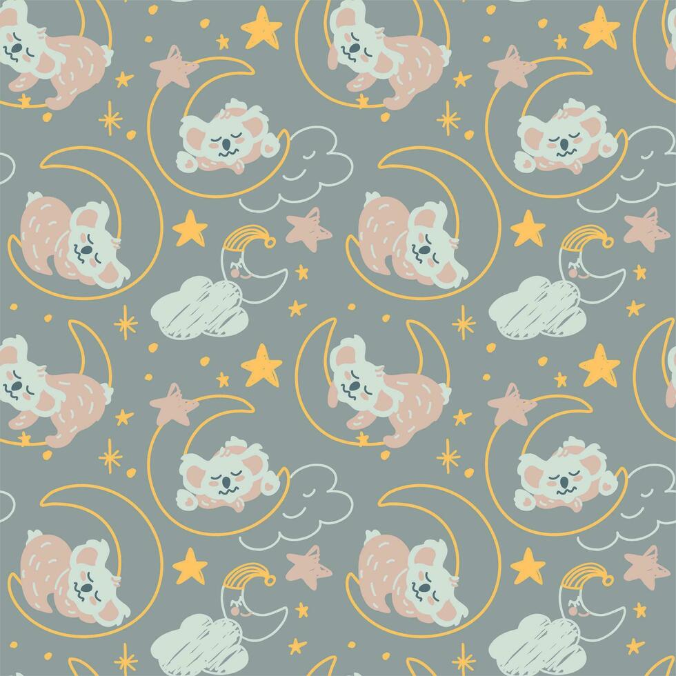 Childish seamless pattern with cute koala. Creative kids scandinavian style texture for fabric, wrapping, textile, wallpaper, apparel. Vector. vector