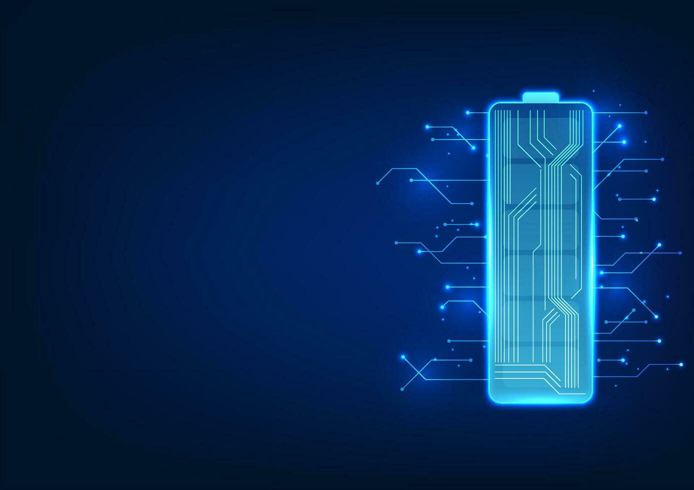 batería tecnología dentro allí es un circuito conectado con el rodeando circuito tablero. batería tecnología es un portátil energía almacenamiento tecnología ese suministros poder a electrónico dispositivos. vector