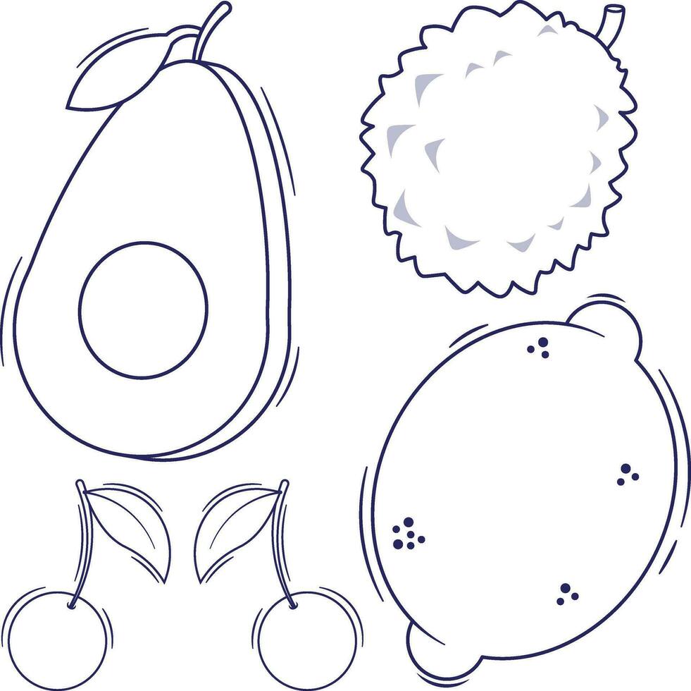 Vector illustration fruits collection draw