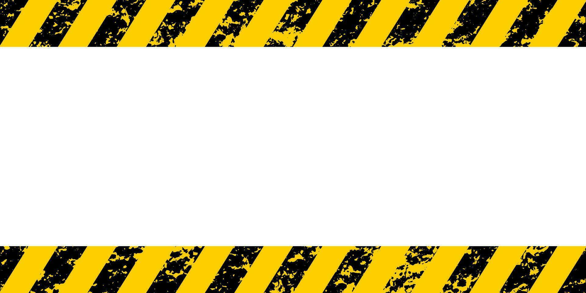 Warning frame yellow black diagonal stripes grunge texture warn caution vector