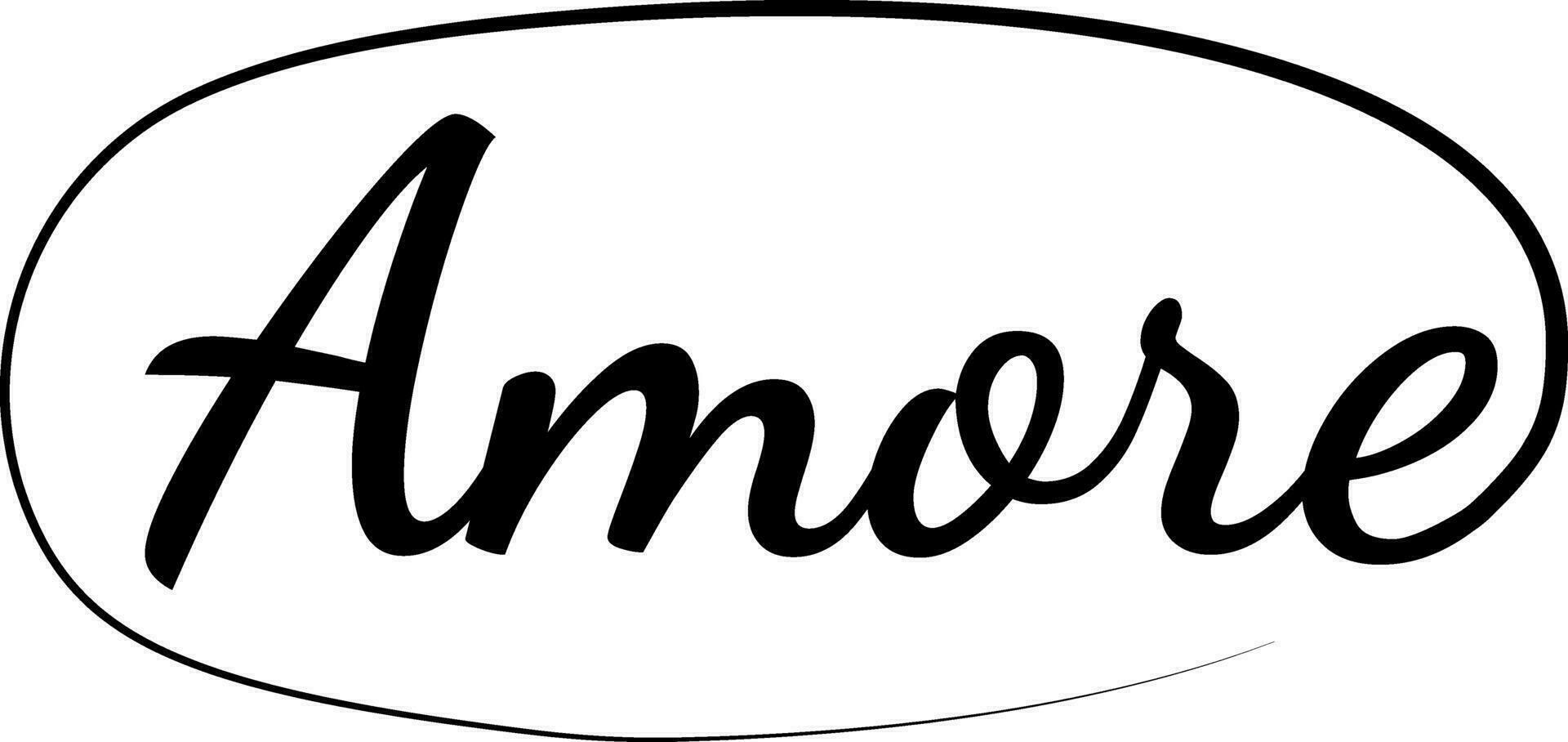 Slogan word AMORE phrase graphic amore lettering clothes calligraph vector