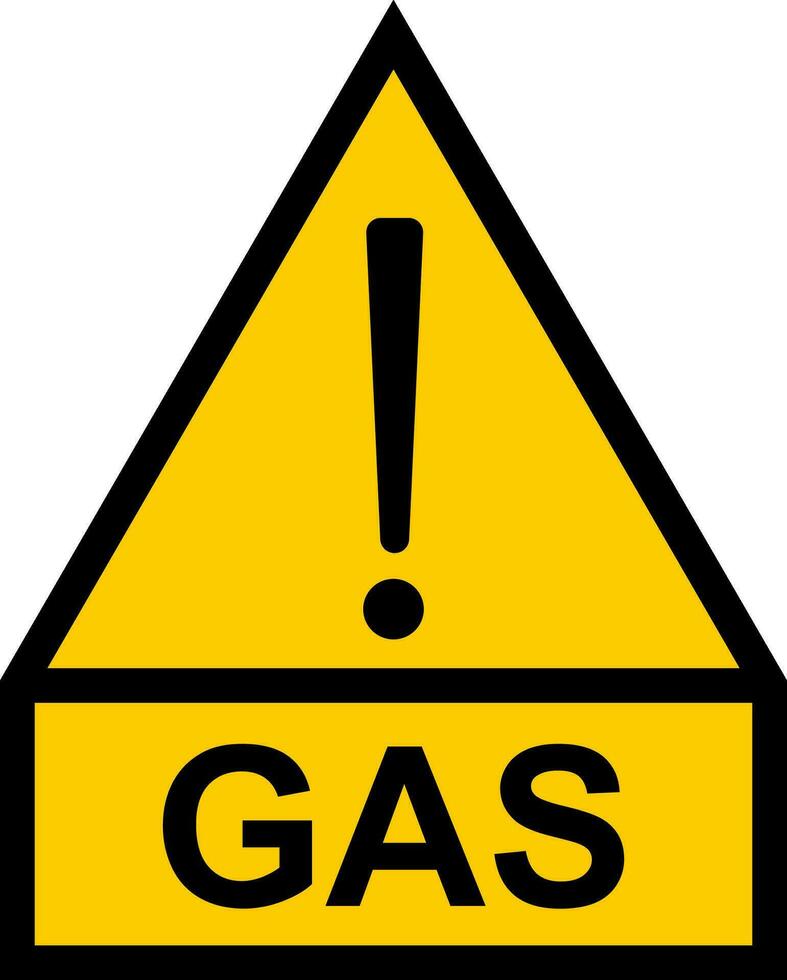 Yellow hazard warning sign exclamation mark text word gas pipeline vector